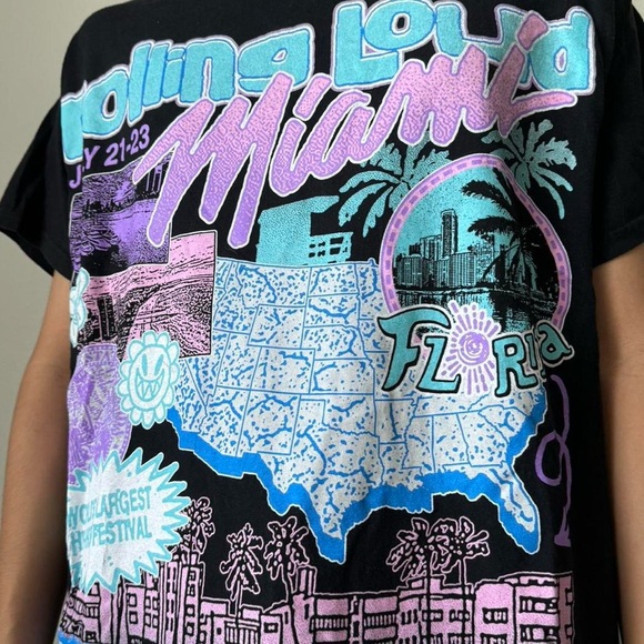 Rolling Loud Miami x Culture Kings Tour Graphics Black Tee Shirt - Picture 3 of 6